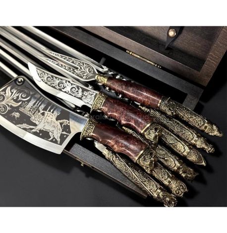 Набір для шашлику «Дикі звірі Mid» (в дерев'яному кейсі)