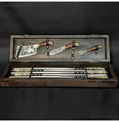 Набір для шашлику «Дикі звірі Mid» (в дерев'яному кейсі)