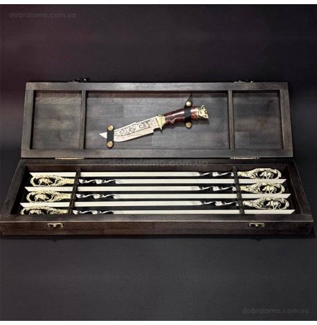 Набір для шашлику «Кабан» з ножем (в дерев'яному кейсі)