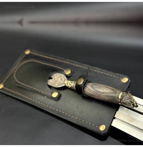 Набір шампурів «Мисливський ясен» з ножем і виделкою (в шкіряному сагайдаку)