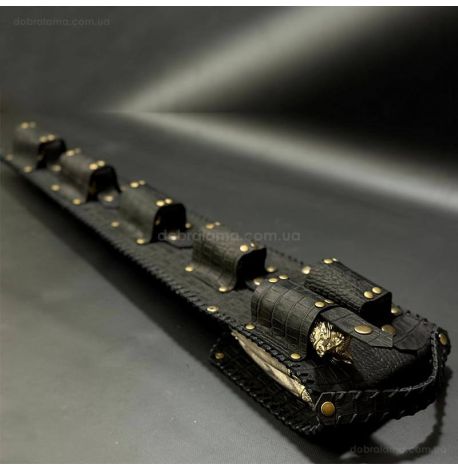 Набір шампурів «Смак полювання» з чарками та виделкою (в шкіряному закритому сагайдаку)