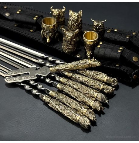 Набір для шашлику «Дикий смак» (в шкіряному закритому сагайдаку)