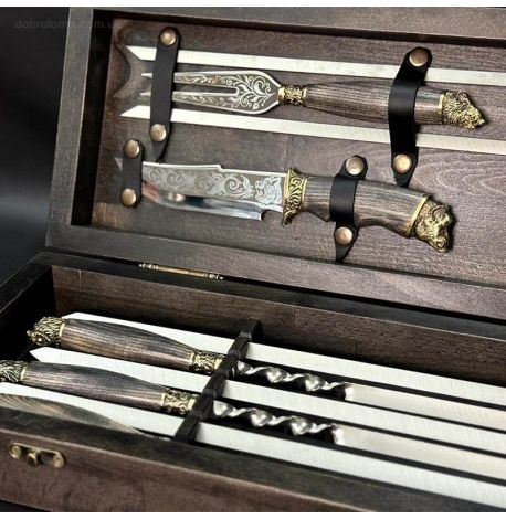 Набор для шашлыка «Охотничий ясень» (в деревянном кейсе)