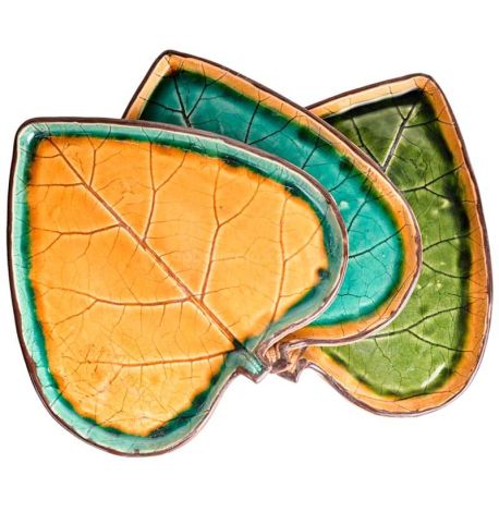 Тарелка-листок с двойным ободком «Хоста» 24 см (морская волна)