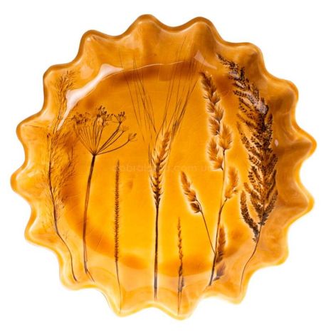 Тарелка «Волновка разнотравье» 28 см (желтая)