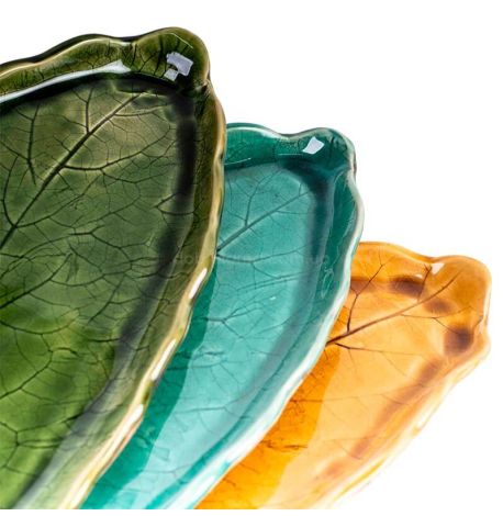 Тарелка-листок «Лопух узкий» 37 см (морская волна)