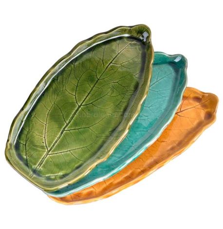 Тарелка-листок «Лопух узкий» 37 см (морская волна)