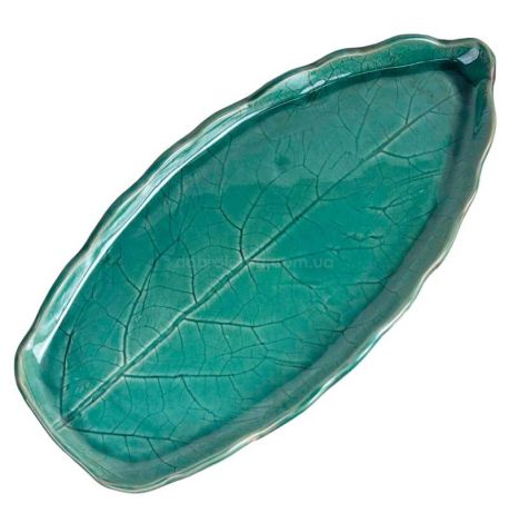 Тарелка-листок «Лопух узкий» 37 см (морская волна)