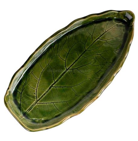 Тарелка-листок «Лопух узкий» 37 см (зеленая)