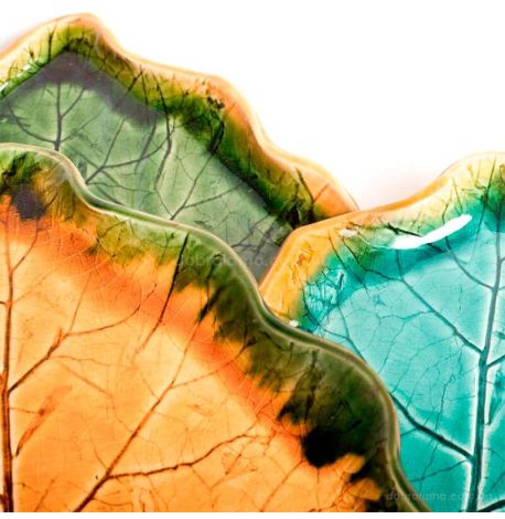 Тарелка-листок с ободком «Лопух» 31 см (желтая)