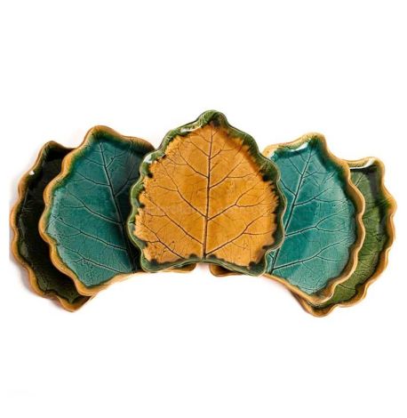 Тарелка-листок с ободком «Лопух» 31 см (желтая)