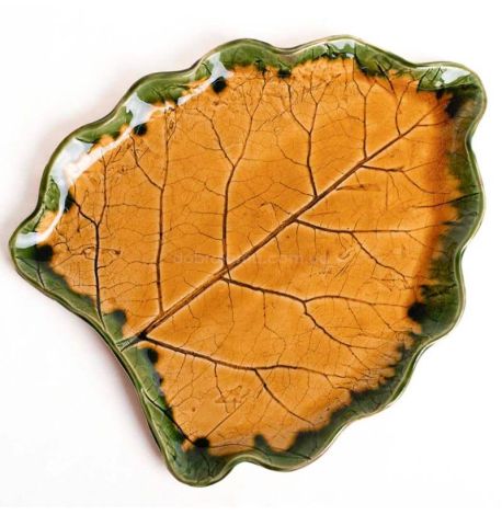 Тарелка-листок с ободком «Лопух» 31 см (желтая)