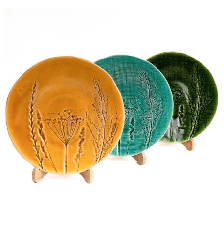 Тарелка «Разнотравье мешковина» 26 см (желтая)