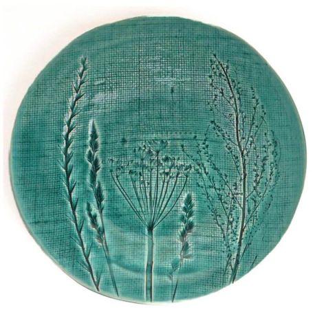 Тарілка «Різнотрав'я мішковина» 26 см (морська хвиля)