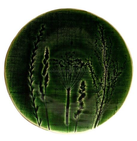 Тарелка «Разнотравье мешковина» 26 см (зеленая)