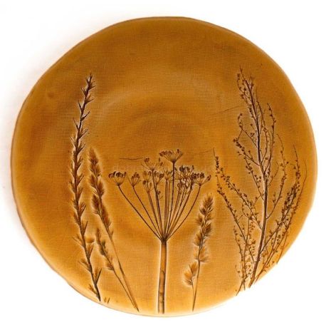 Тарелка «Разнотравье мешковина» 26 см (желтая)