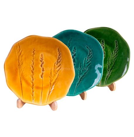 Тарелка «Разнотравье неровный край» морская волна (22 см)