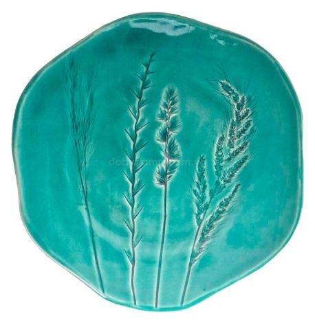 Тарелка «Разнотравье неровный край» морская волна (22 см)