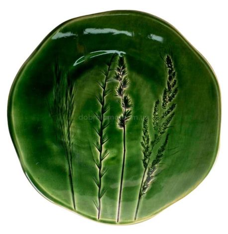 Тарілка «Різнотрав'я нерівний край» зелена (22 см)
