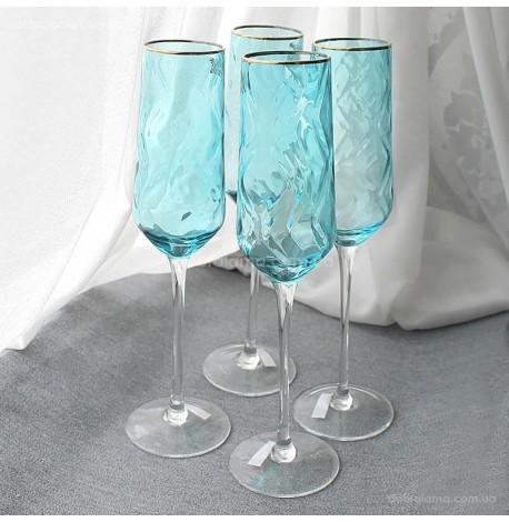 Набор 4-х бокалов для шампанского Blue Wave (550 мл)