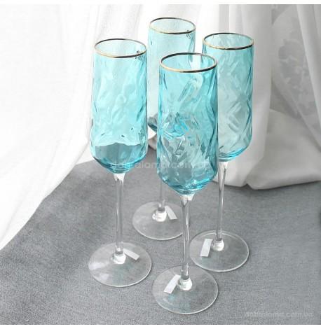 Набор 4-х бокалов для шампанского Blue Wave (550 мл)