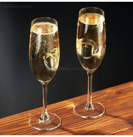 Набор 2-х бокалов для шампанского с самолетом Airbus A320