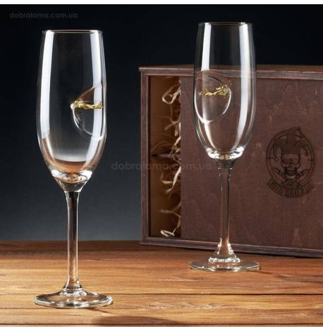 Набор 2-х бокалов для шампанского с самолетом Airbus A320