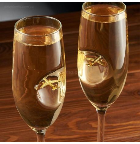 Набор 2-х бокалов для шампанского с самолетом Airbus A320