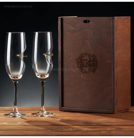 Набор 2-х бокалов для шампанского с самолетом Airbus A320