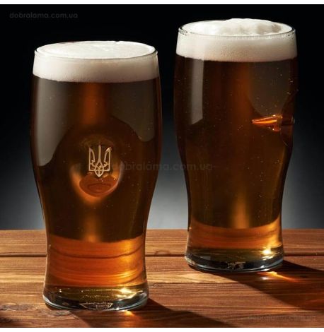 Набор 2-х пивных бокалов с пулей и трезубцем
