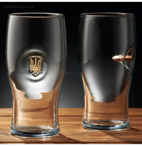 Набор 2-х пивных бокалов с пулей и трезубцем
