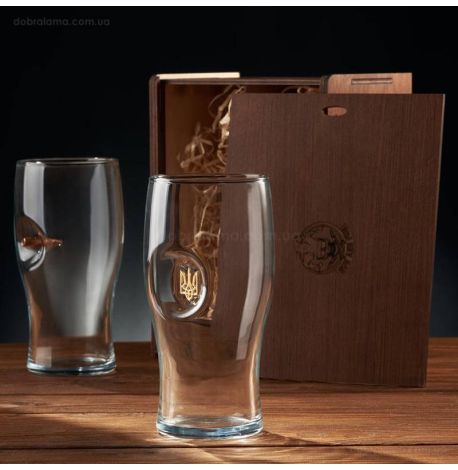 Набор 2-х пивных бокалов с пулей и трезубцем