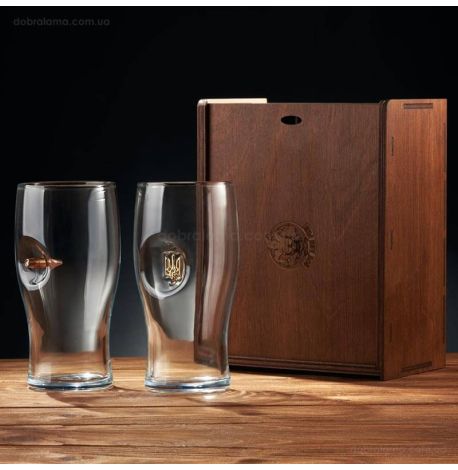 Набор 2-х пивных бокалов с пулей и трезубцем