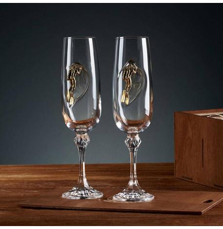 Набор 2-х бокалов для шампанского с дайвером