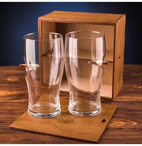 Набор 2-х пивных бокалов с пулей 7.62 мм