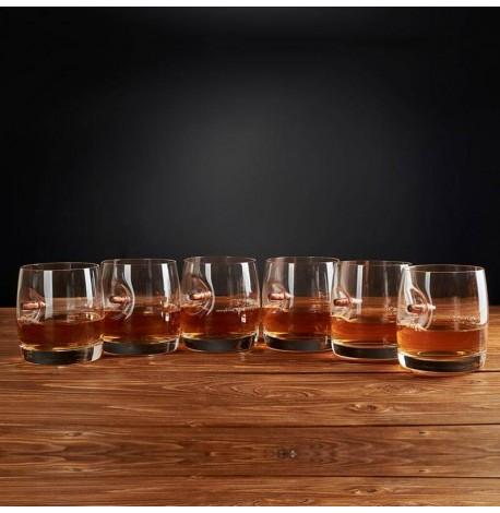 Набор 6-ти стаканов для виски из богемского стекла с пулей 7.62 мм