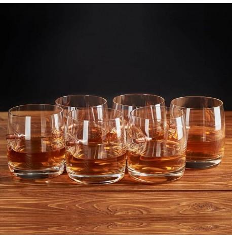 Набор 6-ти стаканов для виски из богемского стекла с пулей 7.62 мм