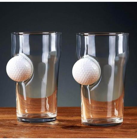 Набор 2-х пивных бокалов с мячом для гольфа