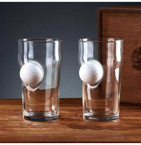 Набор 2-х пивных бокалов с мячом для гольфа