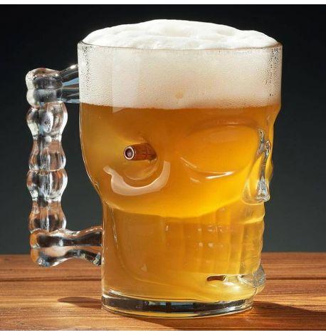 Пивной бокал-череп с пулей (с ручкой)