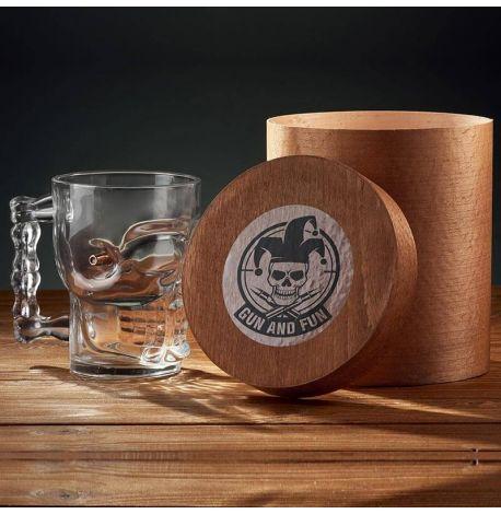 Пивной бокал-череп с пулей (с ручкой)