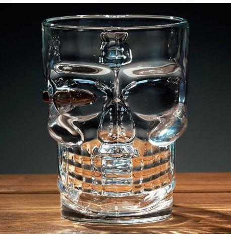 Пивной бокал-череп с пулей (с ручкой)