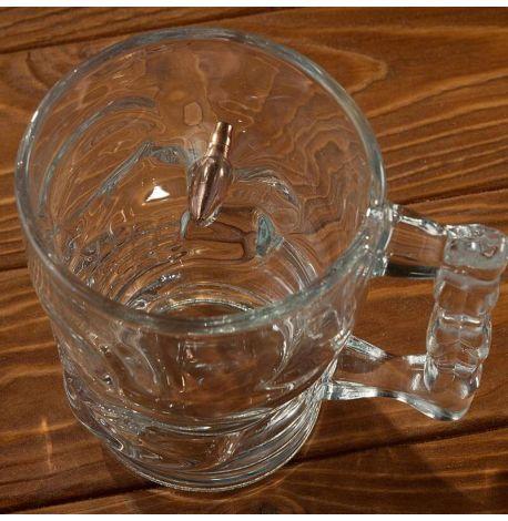 Пивной бокал-череп с пулей (с ручкой)