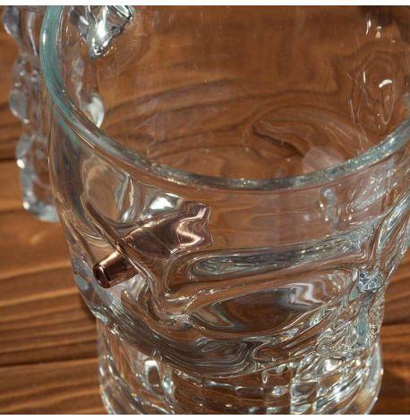 Пивной бокал-череп с пулей (с ручкой)