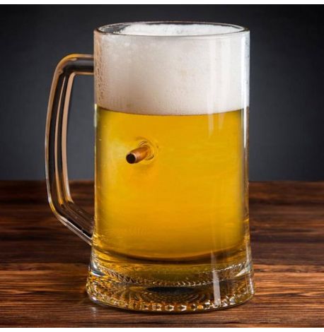 Пивной бокал с пулей 7.62 мм (с ручкой)