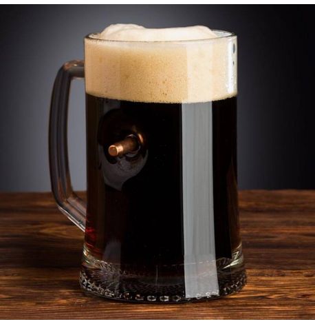 Пивной бокал с пулей 7.62 мм (с ручкой)