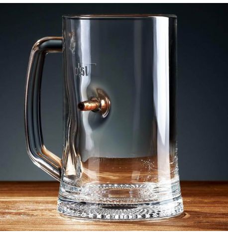 Пивной бокал с пулей 7.62 мм (с ручкой)