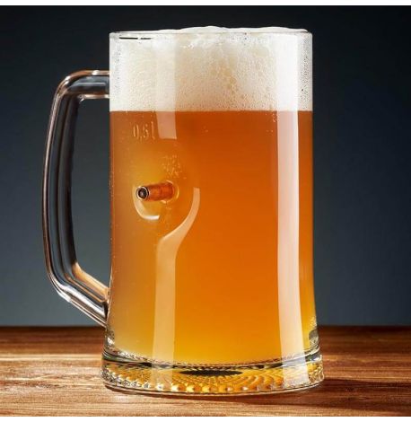 Пивной бокал с пулей 7.62 мм (с ручкой)