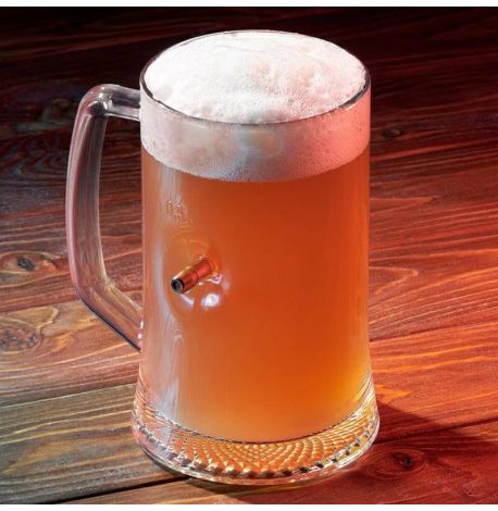 Пивной бокал с пулей 7.62 мм (с ручкой)