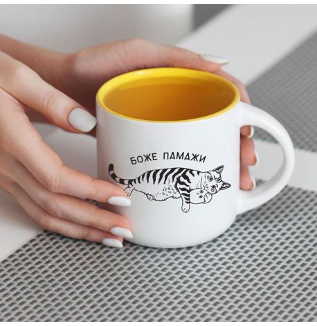Кружка с котом «Боже памажи» (350 мл) 